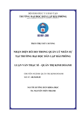 Luận văn thạc sĩ nhận diện rủi ro trong quản lý nhân sự tại trường đại học dân lập hải phòng