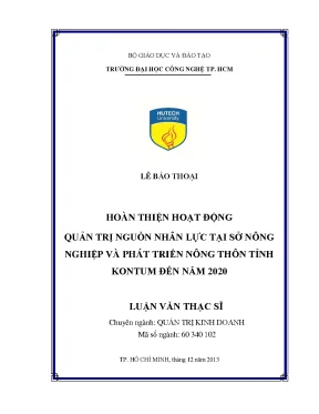 Hoàn thiện hoạt động quản trị nguồn nhân lực tại sở nông nghiệp và phát triển nông thôn tỉnh kontum đến năm 2020