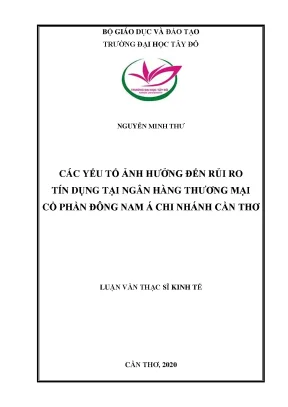 Các yếu tố ảnh hưởng đến rủi ro tín dụng tại ngân hàng thương mại cổ phần đông nam á chi nhánh cần thơ