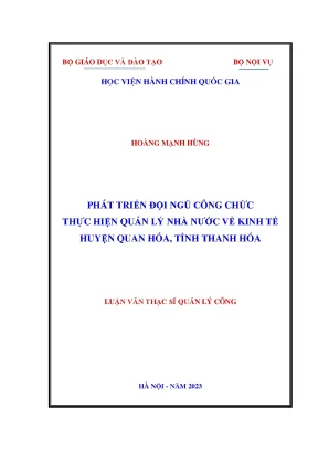 Phát triển đội ngũ công chức thực hiện quản lý nhà nước về kinh tế huyện quan hóa tỉnh thanh hóa