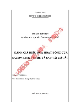 Đánh giá hiệu quả hoạt động của sacombank trước và tái cơ cấu