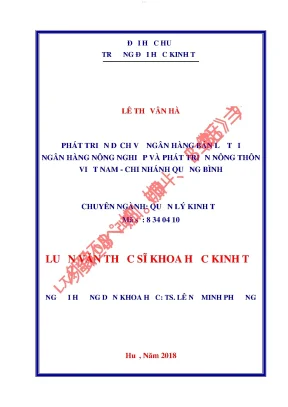 Phát triển dịch vụ ngân hàng bán lẻ tại ngân hàng nông nghiệp và phát triển nông thôn việt nam chi nhánh quảng bình