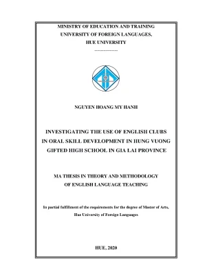 Investigating the use of english club in oral skill development in hung vuong gifted high school in gia lai province