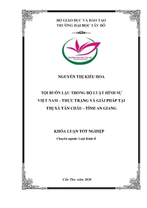 Tội buôn lậu trong bộ luật hình sự việt nam thực trạng và giải pháp tại thị xã tânchâu tỉnh an giang