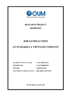 Job satisfaction at fumakilla vietnam company