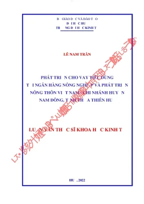 Phát triển cho vay tiêu dùng tại ngân hàng nông nghiệp và phát triển nông thôn việt nam chi nhánh huyện nam đông tỉnh thừa thiên huế