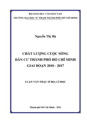 Chất lượng cuộc sống dân cư thành phố hồ chí minh giai đoạn 2010 2017