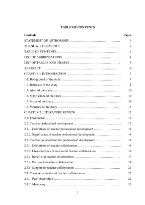 An investigation into teacher collaboration for professional development at esp department hue university college of foreign languages