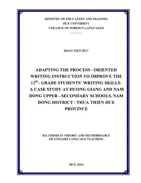 Adapting the process oriented writing instruction to improve the 12th grade students writing skills a case study at huong giang and nam dong upper secondary schools nam dong district thua thien hue province