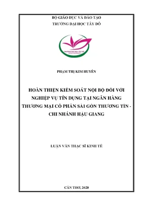 Hoàn thiện kiểm soát nội bộ đối với nghiệp vụ tín dụng tại ngân hàng tmcp sài gòn thƣơng tín chi nhánh hậu giang