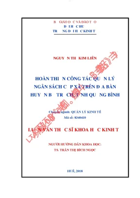 Hoàn thiện công tác quản lý ngân sách cấp xã trên địa bàn huyện bố trạch tỉnh quảng bình