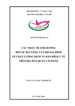 Các nhân tố ảnh hưởng đến sự hài lòng của các hộ gia đình đối với chất lượng dịch vụ bhyt trên địa bàn quận cái răng