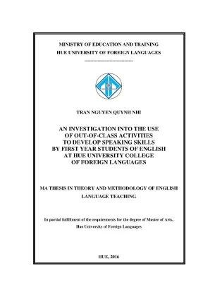 Khảo sát các hoạt động ngoài giờ học nhằm mục đích cải thiện khả năng nói tiếng anh của sinh viên năm nhất chuyên ngành tiếng anh trường đại học ngoại ngữ