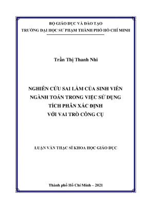 Nghiên cứu sai làm của sinh viên ngành toán trong việc sử dụng tích phân xác định với vai trò công cụ