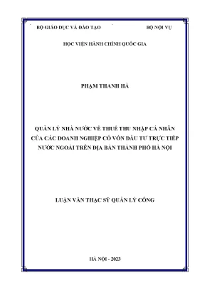 Qlnn về thuế thu nhập cá nhân của doanh nghiệp có vốn đầu tư trực tiếp nước ngoài trên địa bàn thành phố hà nội