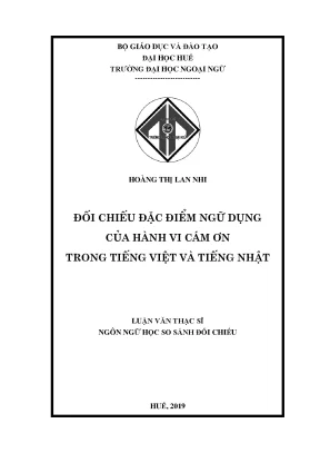 Đối chiếu đặc điểm ngữ dụng của hành vi cám ơn trong tiếng việt và tiếng nhật