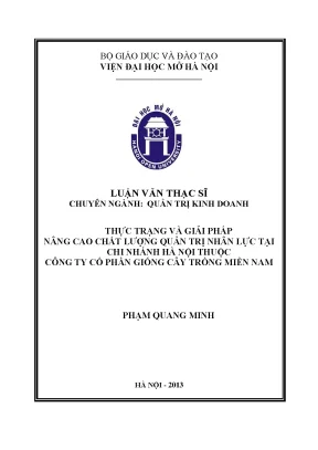 Thực trạng và giải pháp nâng cao chất lượng quản trị nhân lực tại chi nhánh hà nội thuộc công ty cp giống cây trồng miền nam