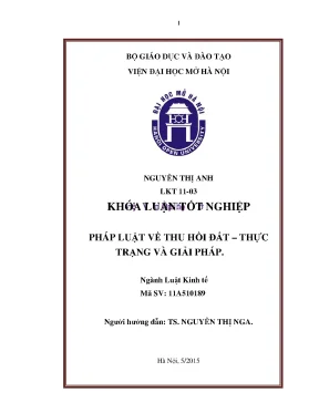 Pháp luật về thu hồi đất thực trạng và giải pháp