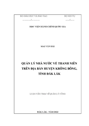 Quản lý nhà nước về thanh niên trên địa bàn huyện krông bông tỉnh đắk lắk
