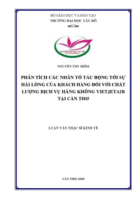Đánh giá mức độ hài lòng của khách hàng khi sử dụng dịch vụ nội địa của hãng hàng không vietjet air tại thành phố cần thơ