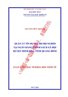 Quản lý tín dụng cho hộ nghèo tại ngân hàng chính sách xã hội huyện minh hóa tỉnh quảng bình