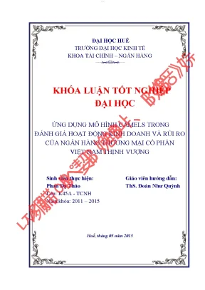 Ứng dụng mô hình camels trong đánh giá hoạt động kinh doanh và rủi ro của ngân hàng thương mại cổ phần việt nam thịnh vượng