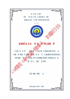 Các yếu tố ảnh hưởng đến hành vi lựa chọn thực phẩm hữu cơ của khách hàng tp huế tại công ty tnhh mtv nông sản hữu cơ quế lâm huế