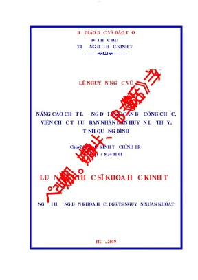 Nâng cao chất lượng đội ngũ cán bộ công chức viên chức tại uỷ ban nhân dân huyện lệ thủy tỉnh quảng bình