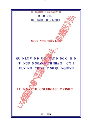 Quản lý vốn đầu tư xây dựng cơ bản từ nguồn ngân sách nhà nước tại huyện bố trạch tỉnh quảng bình