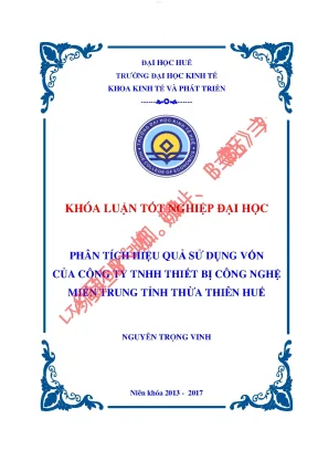 Phân tích hiệu quả sử dụng vốn của công ty tnhh thiết bị công nghệ miền trung tỉnh thừa thiên huế