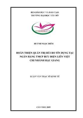Hoàn thiện quản trị rủi ro tín dụng tại ngân hàng thương mại cổ phần bưu điện liên việt chi nhánh hậu giang