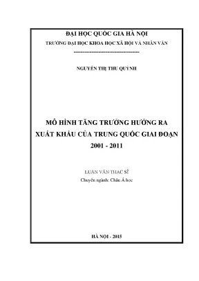 Mô hình tăng trưởng hướng ra xuất khẩu của trung quốc giai đoạn 2001 2011