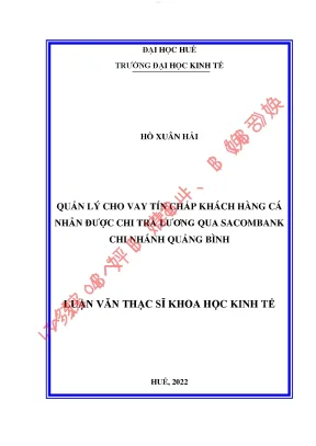 Quản lý cho vay tín chấp khách hàng cá nhân được chi trả lương qua sacombank chi nhánh quảng bình