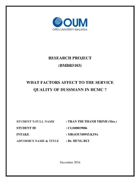 What factors affect to the service quality of dussmann in hcmc