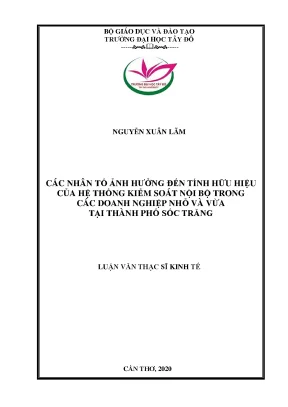 Các nhân tố ảnh hưởng đến tính hữu hiệu của hệ thống kiểm soát nội bộ trong các doanh nghiệp nhỏ và vừa tại thành phố sóc trăng