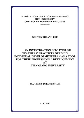 An investigation into english teachers practices of using individual development plan as a tool for their professional development at tien giang university