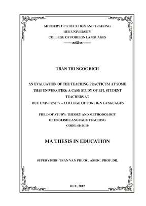 An evaluation of the teaching practicum at some thai universities a case study of efl student teachers at hue university college of foreign languages