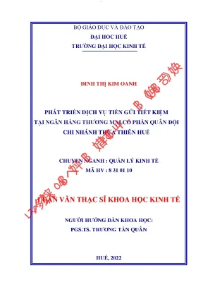 Phát triển dịch vụ tiền gửi tiết kiệm tại ngân hàng thương mại cổ phần quân đội chi nhánh thừa thiên huế