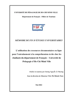 L utilsation des resources documentaires en ligne pour l entrainement à la compréhension écrite chez lé etudiants du deppartement de francais université de pédagogie d ho chi minh ville