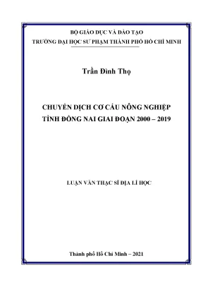 Chuyển dịch cơ cấu nông nghiệp tỉnh đồng nai giai đoạn 2000 2019