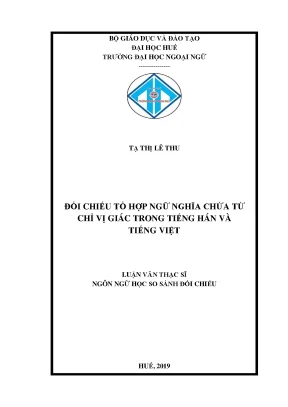 Đối chiếu tổ hợp ngữ nghĩa chứa từ chỉ vị giác trong tiếng hán và tiếng việt