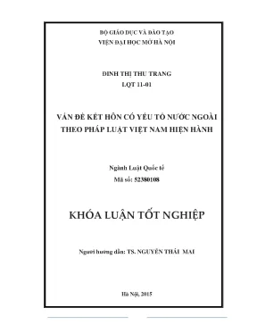 Vấn đề kết hôn có yếu tố nước ngoài theo pháp luật việt nam hiện hành