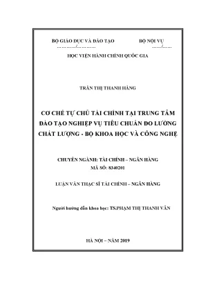 Cơ chế tự chủ tài chính tại trung tâm đào tạo nghiệp vụ tiêu chuẩn đo lường chất lượng bộ khoa học và công nghệ