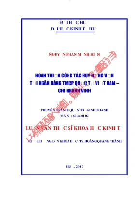 Hoàn thiện công tác huy động vốn tại ngân hàng tmcp quốc tế việt nam chi nhánh vinh