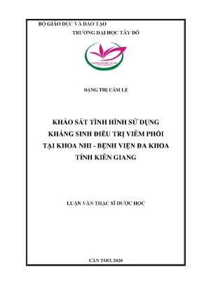 Khảo sát tình tình sử dụng kháng sinh điều trị viêm phổi tại khoa nhi bệnh viện đa khoa tỉnh kiên giang