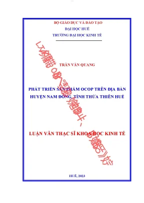 Phát triển sản phẩm ocop trên địa bàn huyện nam đông tỉnh thừa thiên huế