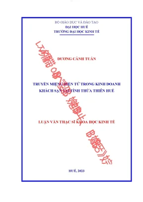 Truyền miệng điện tử ewom trong kinh doanh khách sạn tại tỉnh thừa thiên huế