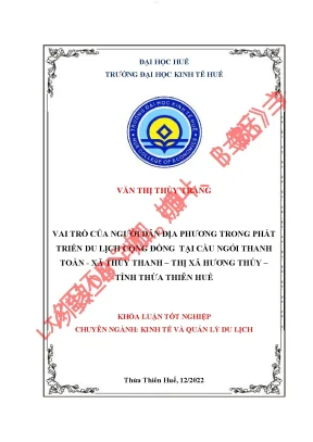 Vai trò của người dân địa phương trong phát triển du lịch cộng đồng tại cầu ngói thanh toàn xã thủy thanh thị xã hương thủy tỉnh thừa thiên huế