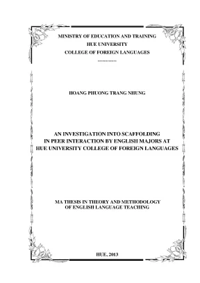An investigation into scaffolding in peers interaction by english majors at hue university college of foreign languages