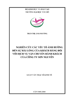 Nghiên cứu các yếu tố ảnh hưởng đến sự hài lòng của khách hàng đối với chất lượng dịch vụ vận chuyển hành khách của công ty sơn nguyên